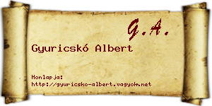 Gyuricskó Albert névjegykártya
